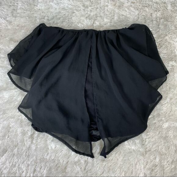 Arden B Black Tube Top w Chiffon Overlay Small - Picture 2 of 3